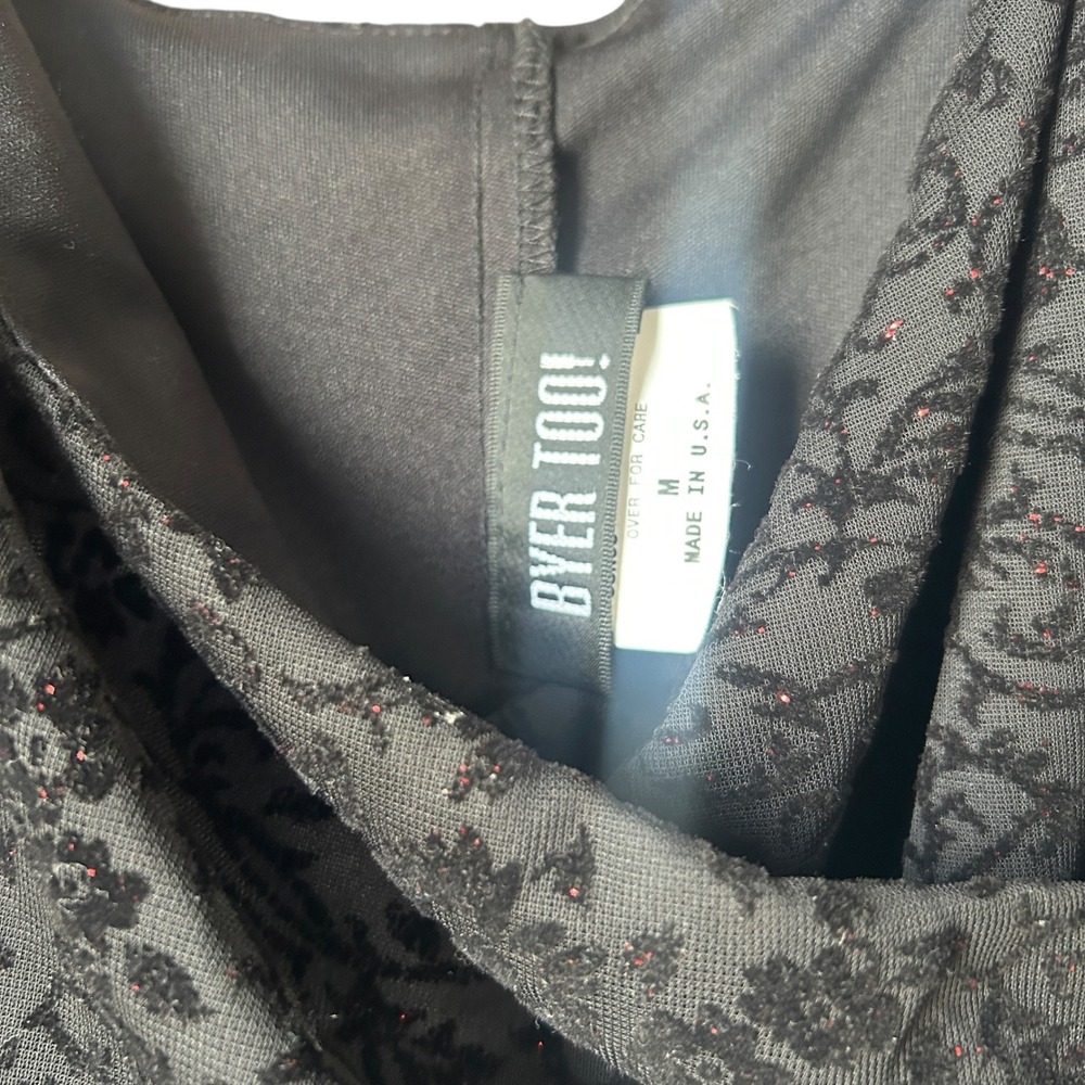 Whimsigoth Y2K‎ Vtg Byer Too! Maxi Dress Black Floral Print Sleeveless with Slit - Picture 5 of 5